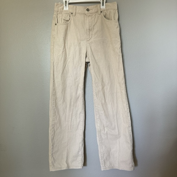 Cream Corduroy Straight Leg Pants - Picture 2 of 5